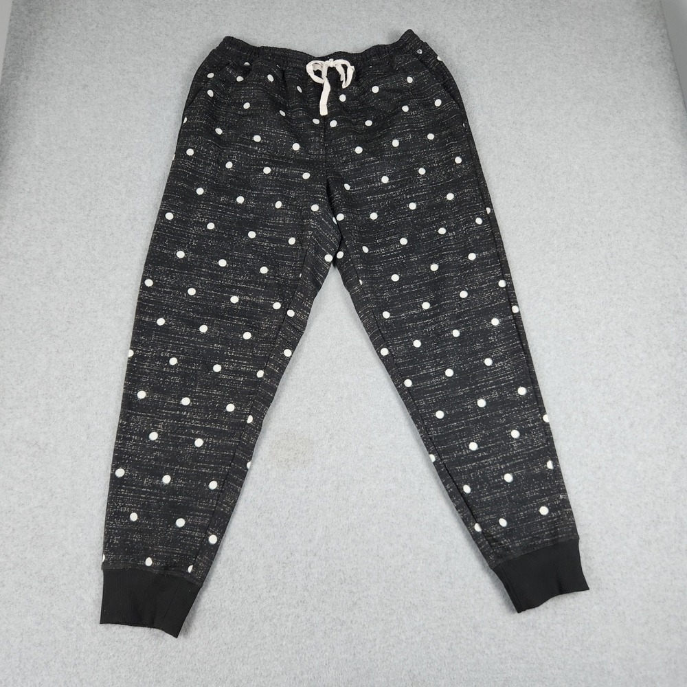 LuLaRoe Jogger Pants Womens Large Black Polka Dot Drawstring Waist Tapered Leg